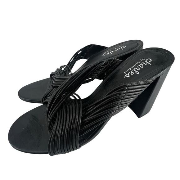 Charles By Charles David Stappy Chunky Heel Sandals Black Size 8.5M - Picture 1 of 7